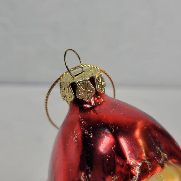 Vintage Santa Face Ornament 5" Red Mercury White Glitter Christmas Hanging Decor - Picture 3 of 12